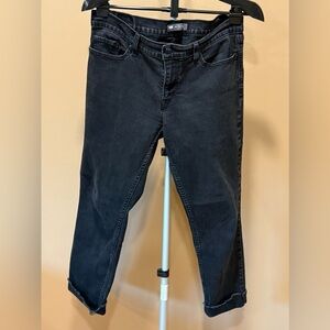 Levi’s 524 Too Superlow Women’s Jeans Black Denim Cut Hem Reworked 32x32